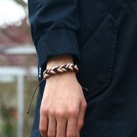 Européen Et Américain Nouveau Accessoires Punk Ventes Directes D'usine Rétro Bovins En Cuir Bracelet Simple Tissé Bracelet En Cuir Poignet Chaîne En Gros main image 3