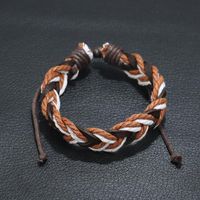 Vintage Simple Woven Leather Bracelet Nhpk129903 main image 4