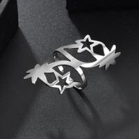 Temperament Exaggerated Hollow Stainless Steel Five-pointed Star Ring Nhhf129926 main image 6