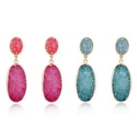 Round Imitation Natural Stone Geometric Long Earrings Nhgo129928 main image 1