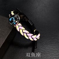 Luminous Gemstone Twelve Constellation Holographic Reflective Braided Bracelet Nhpk130036 main image 7