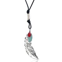 Vintage Long Ethnic Style Alloy Feather Necklace Nhpk129827 sku image 1