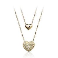 Coréenne Style Élégant Collier Exquis Doppel Herz Cristal Pendentif Collier Élégant De Mariée Ornement En Gros 200517 sku image 1