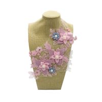 Longs Heng Stickerei Rosa Blatt Blumen Stickerei Drei Dimensionale Blumen Stickerei Stoff Aufkleber Tide T Perle Diy Blumen Stück Spitze Patch main image 1