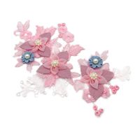 Embroidered Pink Leaf Flower Three-dimensional Flower Cloth Stickers Tide T Beads Diy Flower Piece Lace Patch Cloth Nhlt130050 main image 5