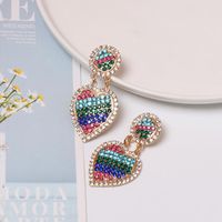 Womens Heart-shaped Rhinestone Alloy Earrings Nhjj125267 main image 1