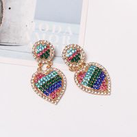 Womens Heart-shaped Rhinestone Alloy Earrings Nhjj125267 main image 3