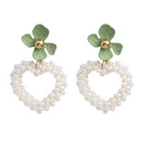 52266 Coréenne Style Doux Tissu Boucles D'oreilles Lady Ol Tempérament Boucles D'oreilles Perle Amour En Forme De Coeur Oreille Oreille Anneaux main image 9