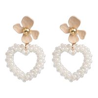 52266 Coréenne Style Doux Tissu Boucles D'oreilles Lady Ol Tempérament Boucles D'oreilles Perle Amour En Forme De Coeur Oreille Oreille Anneaux main image 10