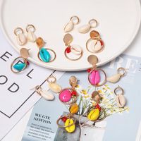 Womens Shell Mixed Material Earrings Nhjj125355 main image 1