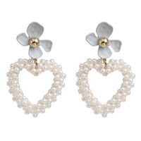 Womens Heart-shaped Beads Alloy Earrings Nhjj125296 sku image 2