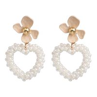Womens Heart-shaped Beads Alloy Earrings Nhjj125296 sku image 3