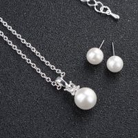 Neuer Exquisiter Perlen Anzug Silber Galvani Sierte O-kette Streifen Perlen Anhänger Tägliche Halskette Ohrring Set main image 3
