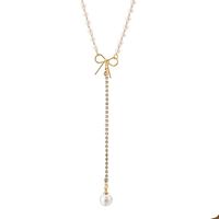 Außenhandels Schmuck Quelle Mode Einfache Schleife Diamant Perlen Anhänger Halskette Schlüsselbein Kette Frauen main image 1