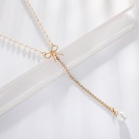 Außenhandels Schmuck Quelle Mode Einfache Schleife Diamant Perlen Anhänger Halskette Schlüsselbein Kette Frauen main image 4