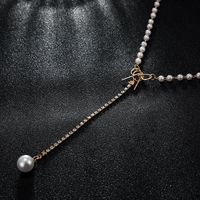 Außenhandels Schmuck Quelle Mode Einfache Schleife Diamant Perlen Anhänger Halskette Schlüsselbein Kette Frauen main image 6