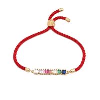 Koreanische Version Von Mikro Eingelegten Farbigen Zirkon Verstellbaren Armbändern Mailand Rote Linie Kupfer Vergoldete Bunte Verstellbare Armbänder main image 4