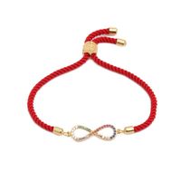 Coréenne Style Micro-incrusté Coloré Zircon Réglable 8-mot Bracelet Milan Rouge Ligne Croix En Forme De Coeur Réglable Bracelet Pour Les Femmes main image 1