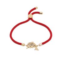 Koreanische Version Des Leicht Eingelegten Farbigen Zirkon-delfin-quallen Verstellbares Armband Milan Red Line Kupfer Vergoldetes Verstellbares Armband main image 1