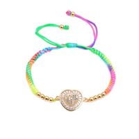 Coréenne Style Micro-incrusté Couleur Zircon Réglable En Forme De Coeur Amour Bracelet Couleur Tissé Réglable Diy Bracelet Pour Les Femmes main image 4