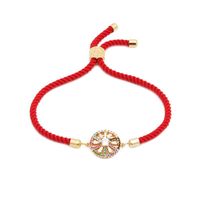 Koreanische Version Von Mikro Eingelegten Farben Zirkon Love Verstellbares Armband Mailand Rote Linie Kupfer Vergoldete Handfläche Verstellbares Armband main image 1