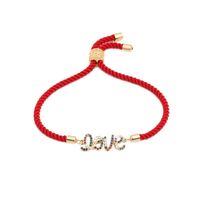 Koreanische Version Von Mikro Eingelegten Farben Zirkon Love Verstellbares Armband Mailand Rote Linie Kupfer Vergoldete Handfläche Verstellbares Armband main image 6