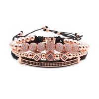 Außenhandels Quellen In Europa Und Amerika Übertriebene Mikro Eingelegte Zirkone 6 Diamant Kugeln Kronen Armband Halbmond Armband Armband Set Männlich main image 4