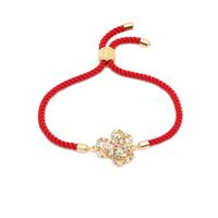 Koreanische Version Von Mikro Eingelegten Farben Zirkon Love Verstellbares Armband Mailand Rote Linie Kupfer Vergoldete Handfläche Verstellbares Armband sku image 4