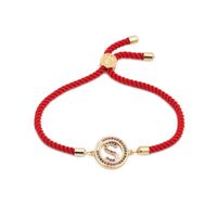 Coréenne Style Micro-incrusté Couleur Zircon Réglable Bracelet Milan Rouge Ligne Couleur Zircon 26 Anglais Lettres Réglable Bracelet sku image 12