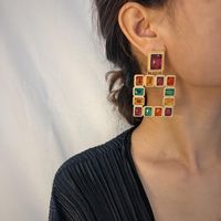Womens Geometric Alloy Acrylic Rhinestone Earrings Nhxr130332 main image 1