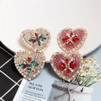 Womens Heart-shaped Rhinestone Alloy Earrings Nhjj130344 main image 1