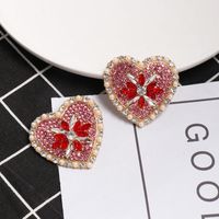 Womens Heart-shaped Rhinestone Alloy Earrings Nhjj130344 main image 3