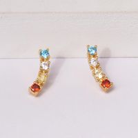 501 Freshess Boucles D'oreilles Doux Coloré Zircon Boucles D'oreilles Ins Populaire Nouveau Élégant Zircon Boucles D'oreilles main image 3