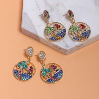 Creative Simple Round Coconut Tree Earrings With Colored Rhinestone Stud Earrings Nhjj130369 main image 1