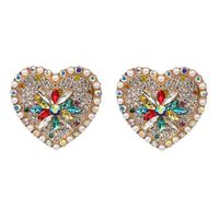 Womens Heart-shaped Rhinestone Alloy Earrings Nhjj130344 sku image 2