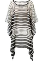 Chiffon Black And White Striped Loose Large Size Beach Coat Sun Protection Clothing Bikini Blouse Nhxw132664 main image 5