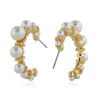 Europäische Und Amerikanische Mode Perlen Metall Gewickelte Ohrringe Retro Übertriebene Persönlichkeit Ohrringe Süße Damen Fan Temperament Ohrringe Frauen main image 6