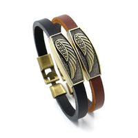 Vintage Copper Wings Feather Leather Bracelet Nhhm133015 main image 1