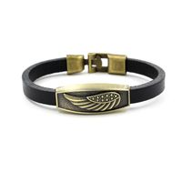 Vintage Copper Wings Feather Leather Bracelet Nhhm133015 main image 4