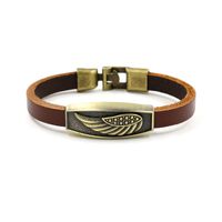 Vintage Copper Wings Feather Leather Bracelet Nhhm133015 main image 6