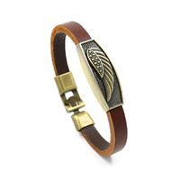 Vintage Copper Wings Feather Leather Bracelet Nhhm133015 main image 5