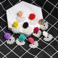 Hand-woven Flower Rice Beads Earrings Nhjj133096 main image 1