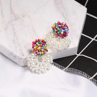Hand-woven Flower Rice Beads Earrings Nhjj133096 main image 4