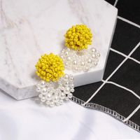 Hand-woven Flower Rice Beads Earrings Nhjj133096 main image 6