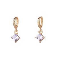 Korean Geometric Square Rhinestone Jewel Earrings Nhjj133006 sku image 1