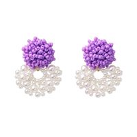 Hand-woven Flower Rice Beads Earrings Nhjj133096 sku image 3
