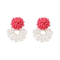 Hand-woven Flower Rice Beads Earrings Nhjj133096 sku image 6