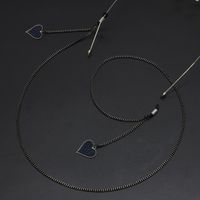 Stylish Minimalist Black Heart Black Sunglasses With Glasses Chain Nhbc133130 main image 3