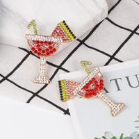 Fashion Women Rhinestone Glass-shaped Earrings Nhjj133696 main image 5