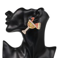 Fashion Women Rhinestone Glass-shaped Earrings Nhjj133696 main image 6